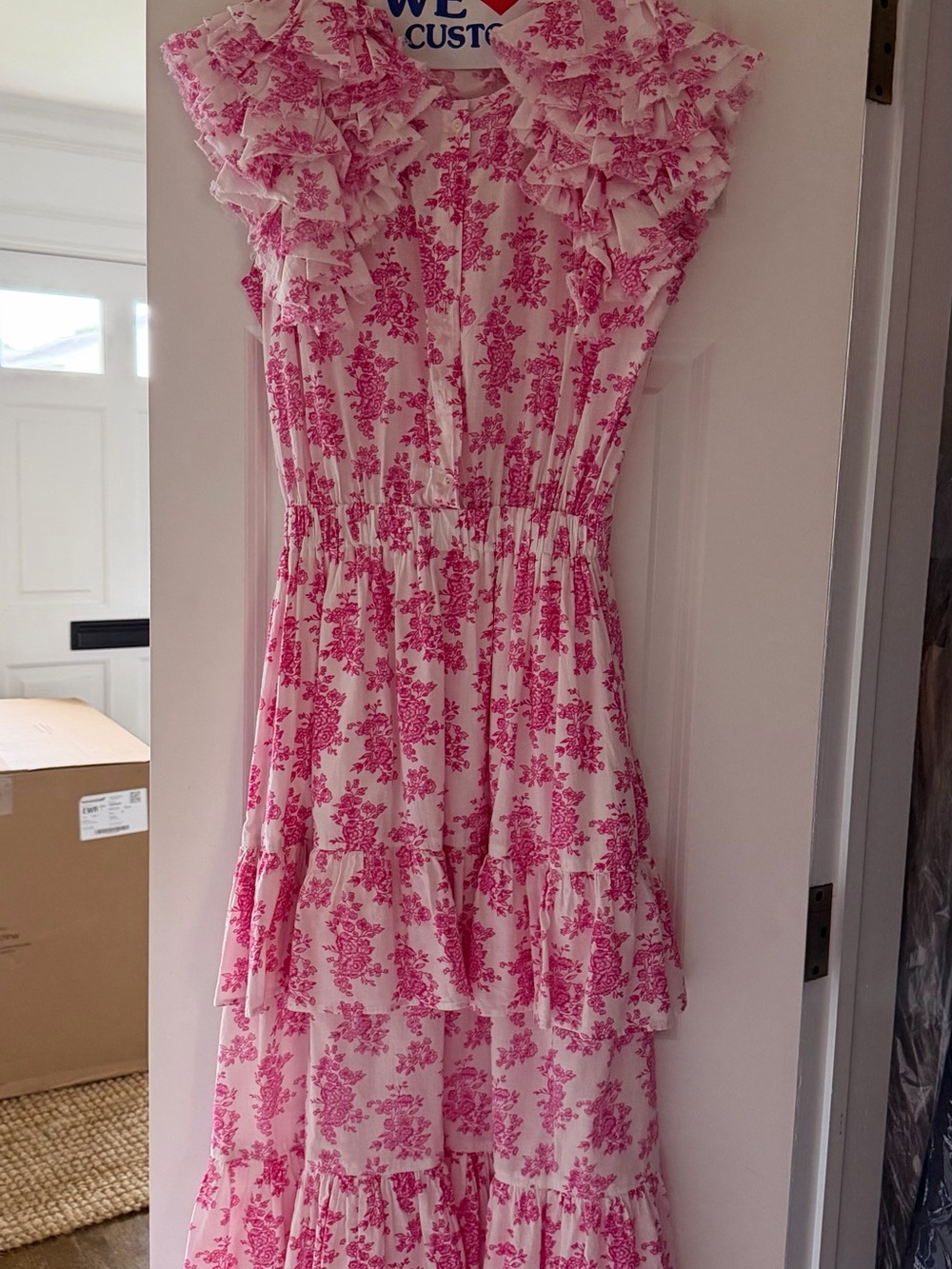 Pink Floral Ruffle Tiered Kids Dress